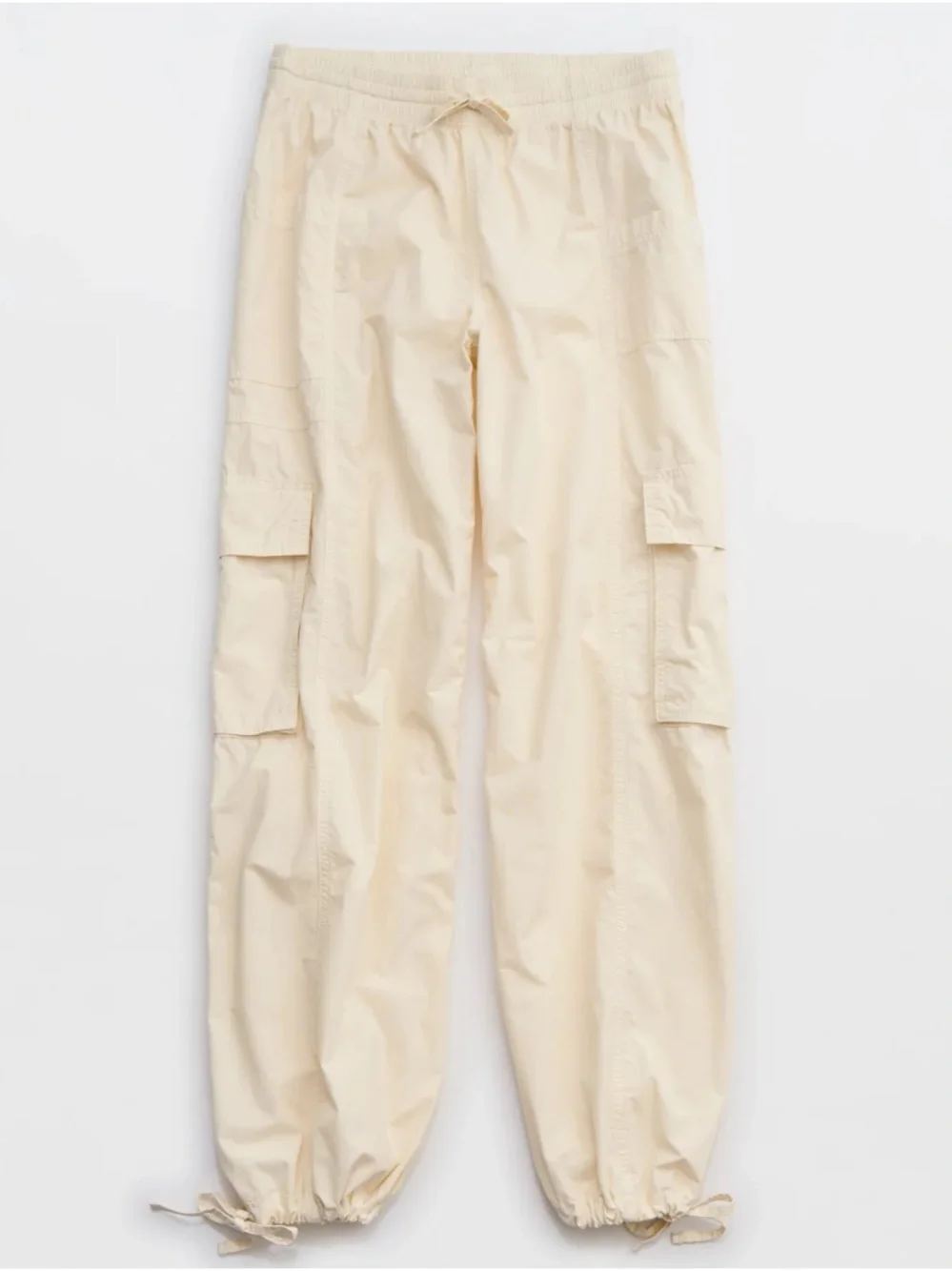 aerie Cream Wide-Leg Cargo Pants with Drawstring Waist - Picture 5 of 16